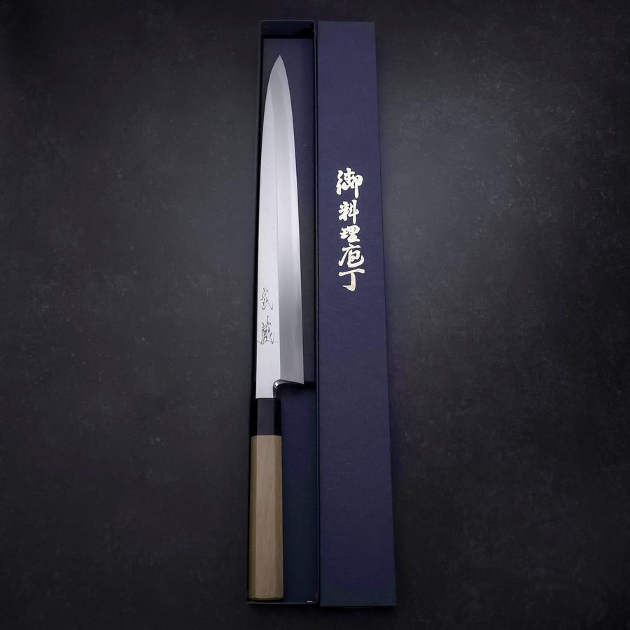 Yanagiba Blue Steel #2 Kasumi Buffalo Magnolia Handle 330mm