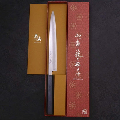 Yanagiba Blue Steel #2 Kasumi Dark-Blue Urushi Handle 240mm
