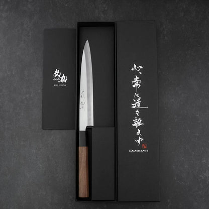 Yanagiba Blue Steel #2 Kasumi Walnut Handle 165mm