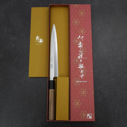Yanagiba Blue Steel #2 Kasumi Walnut Handle 200mm