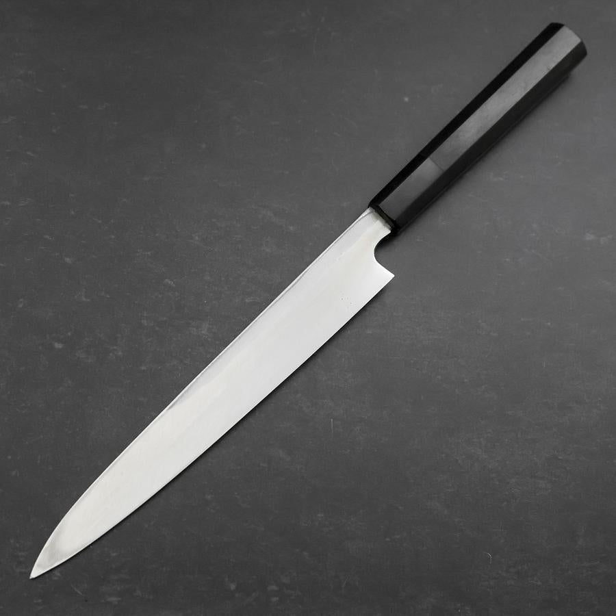 Yanagiba Blue Steel #2 Kurouchi Chokin Sakura-Fuji Buffalo Ebony Handle 210mm