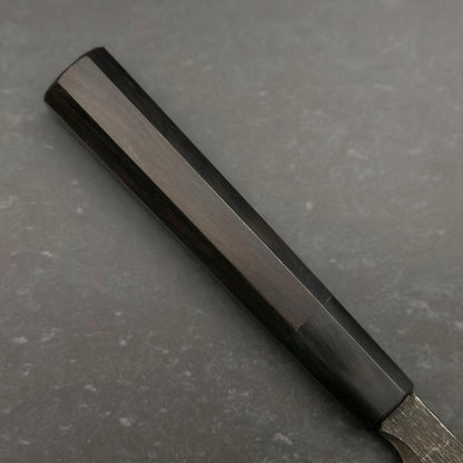 Yanagiba Blue Steel #2 Kurouchi Chokin Sakura-Fuji Buffalo Ebony Handle 210mm