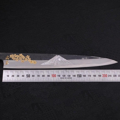 Yanagiba Blue Steel #2 Kurouchi Chokin Sakura-Fuji Buffalo Ebony Handle 240mm