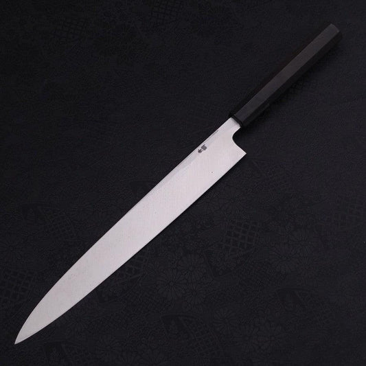 Yanagiba Blue Steel #2 Kurouchi Chokin Sakura-Fuji Buffalo Ebony Handle 270mm