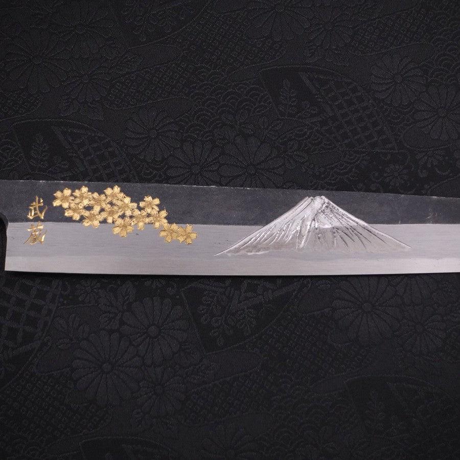 Yanagiba Blue Steel #2 Kurouchi Chokin Sakura-Fuji Buffalo Ebony Handle 270mm