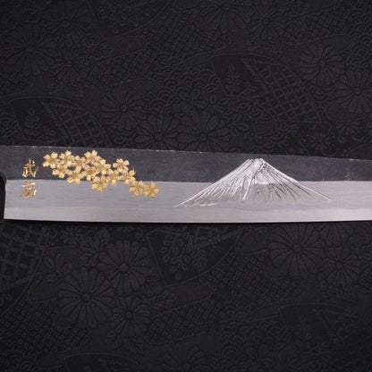 Yanagiba Blue Steel #2 Kurouchi Chokin Sakura-Fuji Buffalo Ebony Handle 270mm