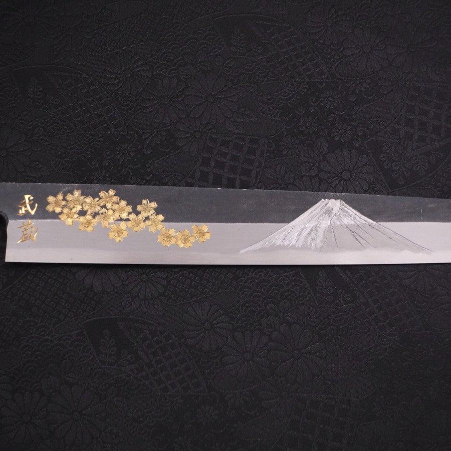 Yanagiba Blue Steel #2 Kurouchi Chokin Sakura-Fuji Buffalo Ebony Handle 300mm