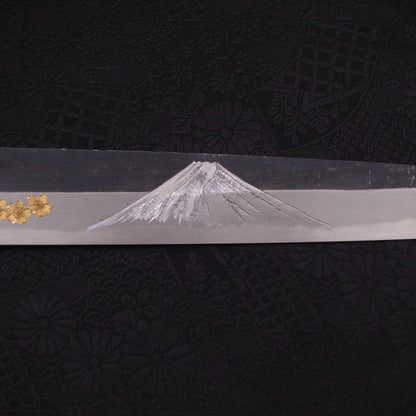 Yanagiba Blue Steel #2 Kurouchi Chokin Sakura-Fuji Buffalo Ebony Handle 300mm