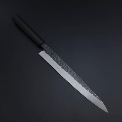 Yanagiba Blue Steel #2 Kurouchi Tsuchime Buffalo Ebony Handle 260mm