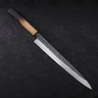Yanagiba Blue Steel #2 Kurouchi Tsuchime Yaki Urushi Handle 270mm