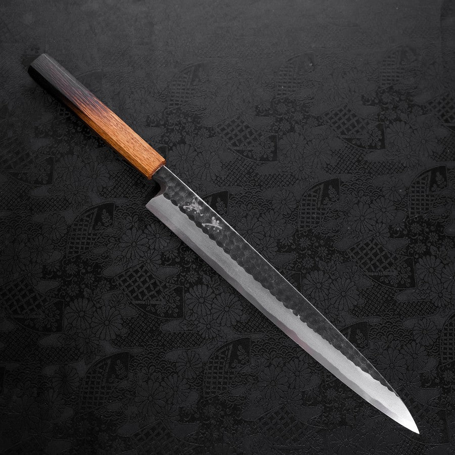 Yanagiba Blue Steel #2 Kurouchi Tsuchime Yaki Urushi Handle 300mm