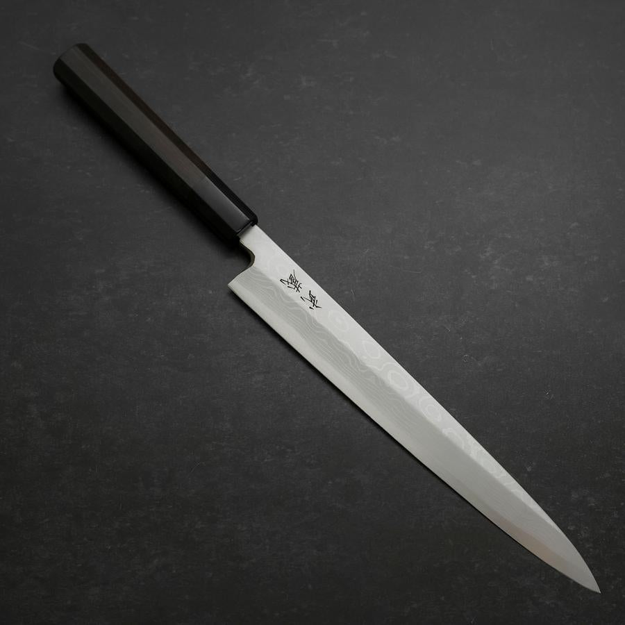 Yanagiba Blue Steel #2 Suminagashi Buffalo Ebony Handle 240mm