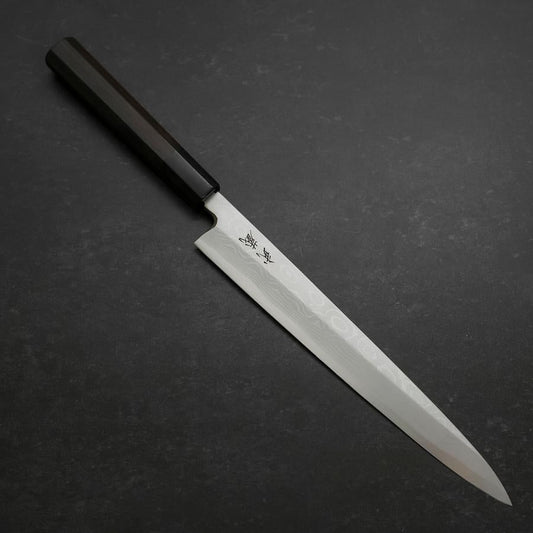 Yanagiba Blue Steel #2 Suminagashi Buffalo Ebony Handle 240mm