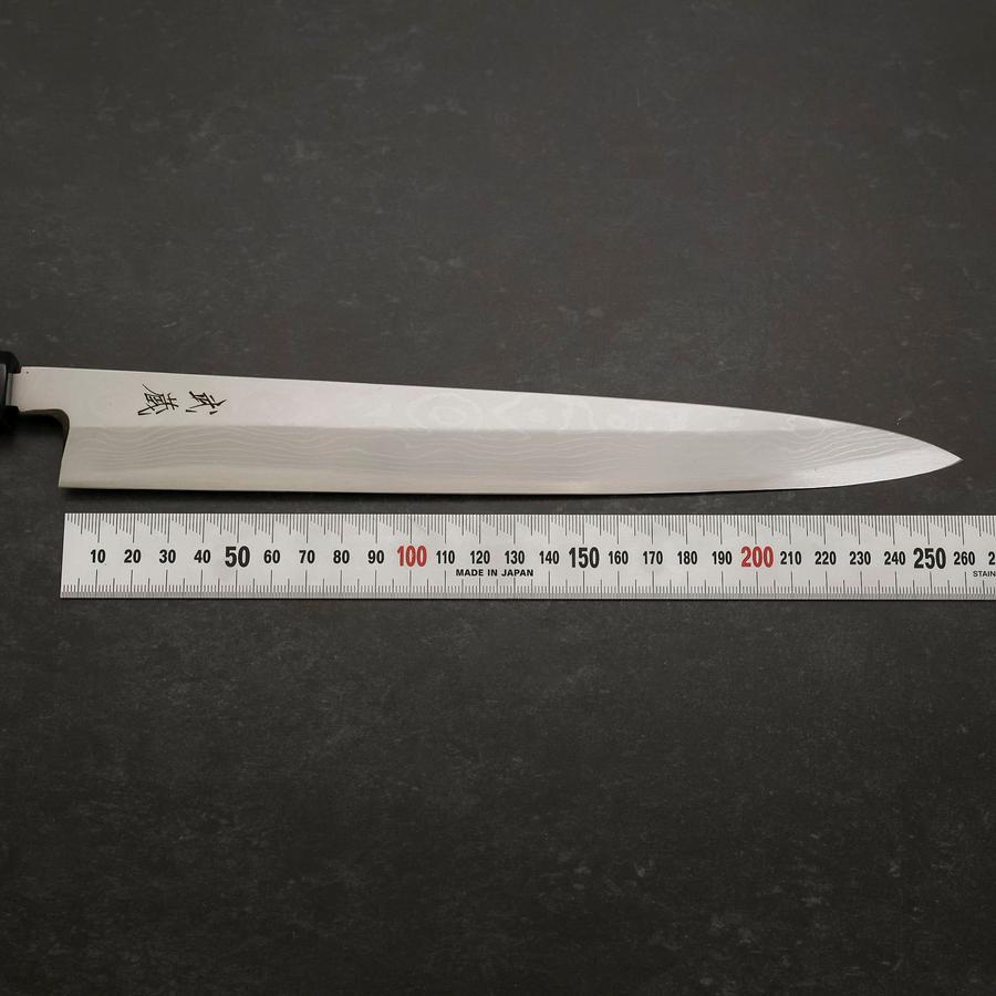 Yanagiba Blue Steel #2 Suminagashi Buffalo Ebony Handle 270mm