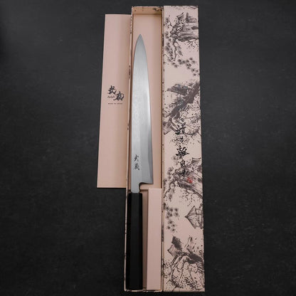 Yanagiba Blue Steel #2 Suminagashi Buffalo Ebony Handle 270mm