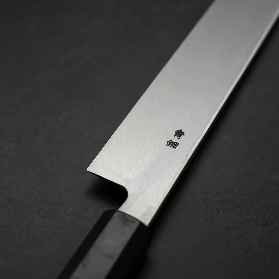 Yanagiba Blue Steel #2 Suminagashi Buffalo Ebony Handle 300mm
