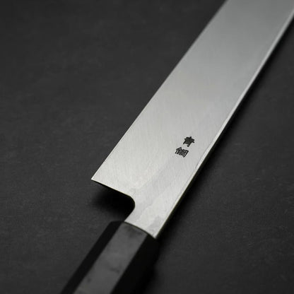 Yanagiba Blue Steel #2 Suminagashi Buffalo Ebony Handle 300mm