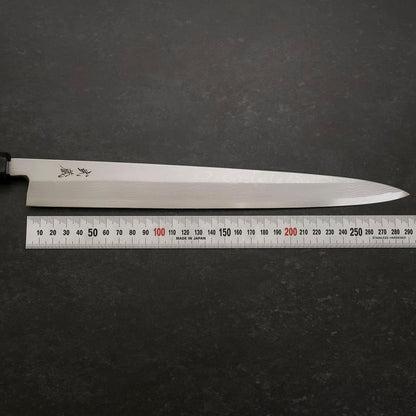 Yanagiba Blue Steel #2 Suminagashi Buffalo Ebony Handle 300mm