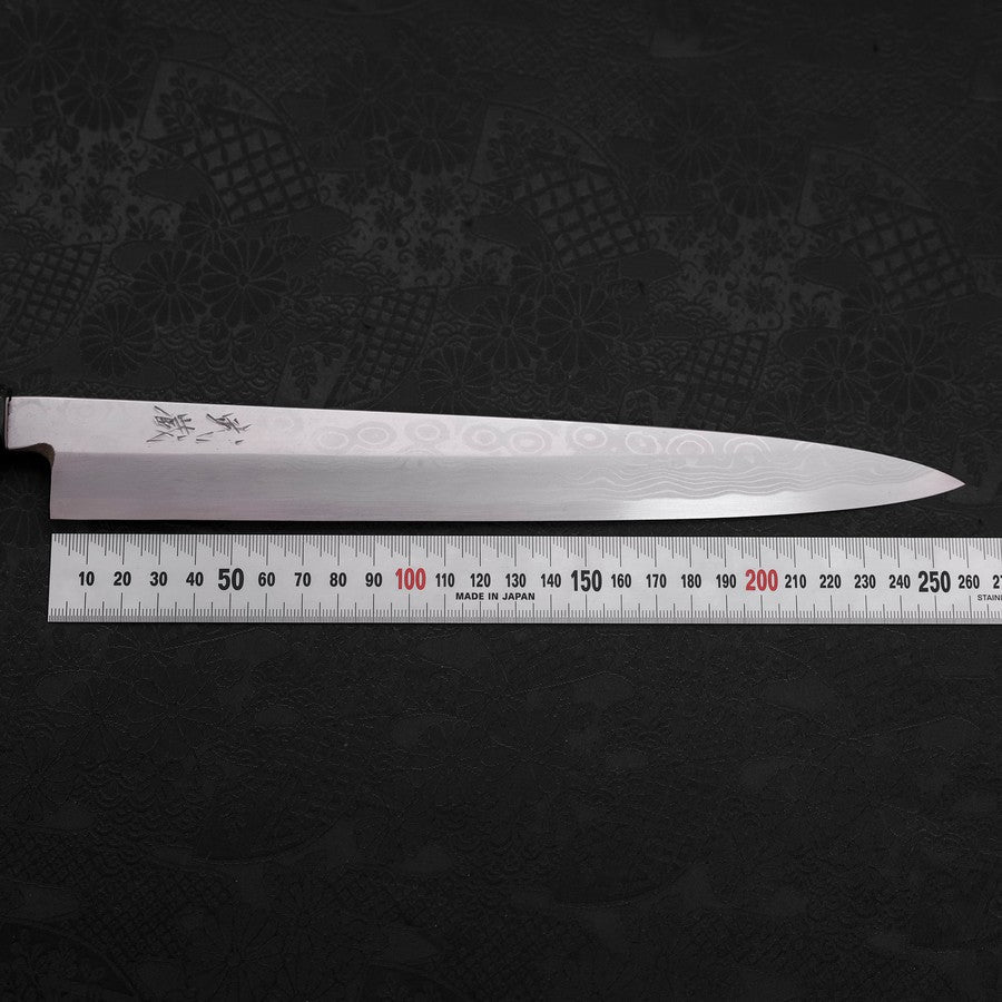 Yanagiba Blue Steel #2 Suminagashi Buffalo Magnolia Handle 260mm
