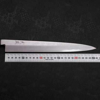 Yanagiba Blue Steel #2 Suminagashi Buffalo Magnolia Handle 260mm