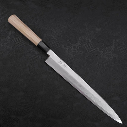 Yanagiba Blue Steel #2 Suminagashi Buffalo Magnolia Handle 260mm