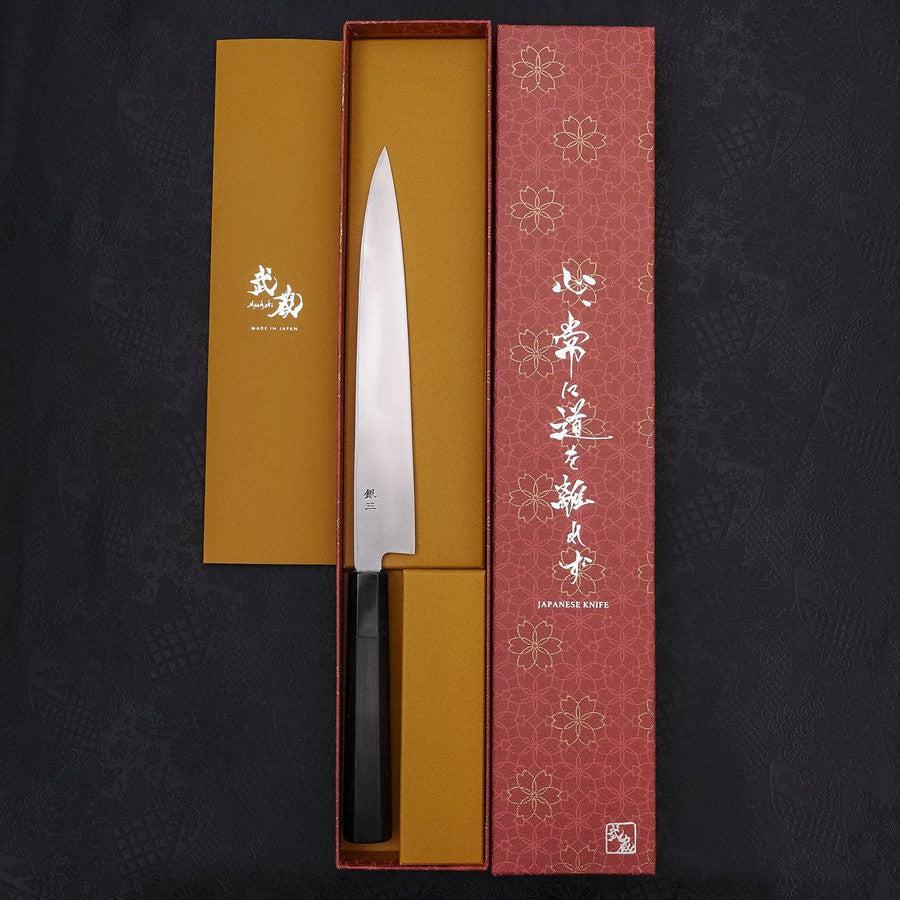 Yanagiba Left -Hand Silver Steel #3 Kasumi Buffalo Ebony Handle 210mm