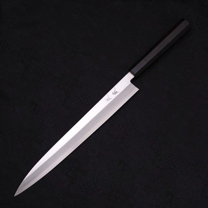 Yanagiba Left -Hand Silver Steel #3 Kasumi Buffalo Ebony Handle 300mm
