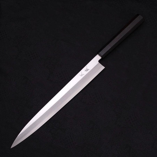 Yanagiba Left -Hand Silver Steel #3 Kasumi Buffalo Ebony Handle 300mm