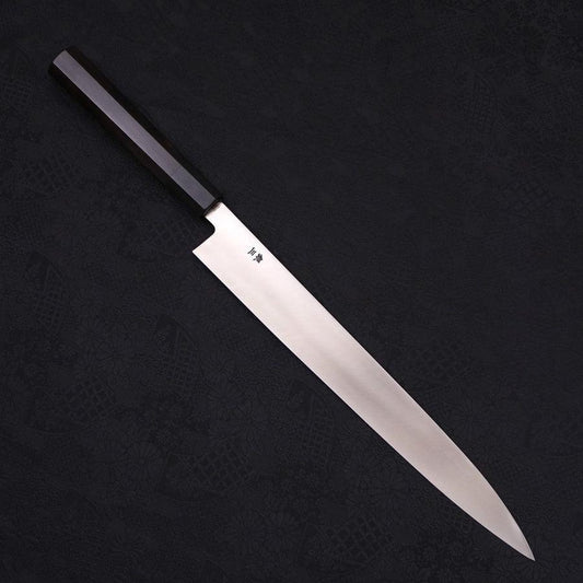 Yanagiba Left -Hand Silver Steel #3 Kasumi Buffalo Ebony Handle 300mm