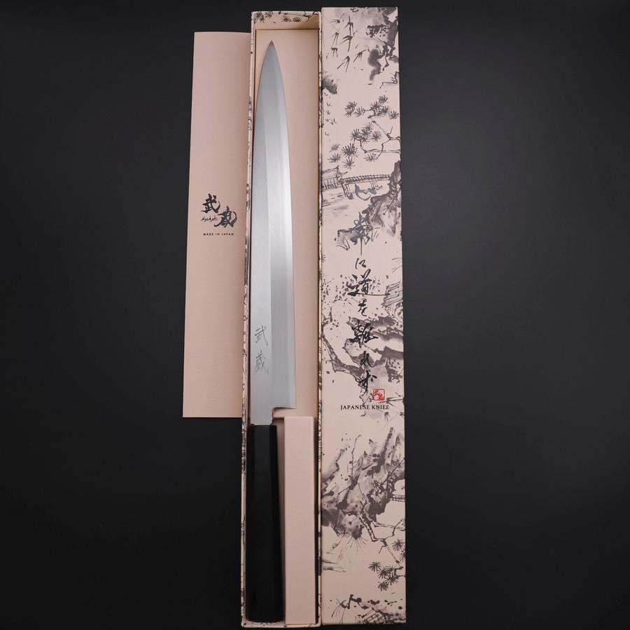 Yanagiba Silver Steel #3 Kasumi Buffalo Ebony Handle 300mm