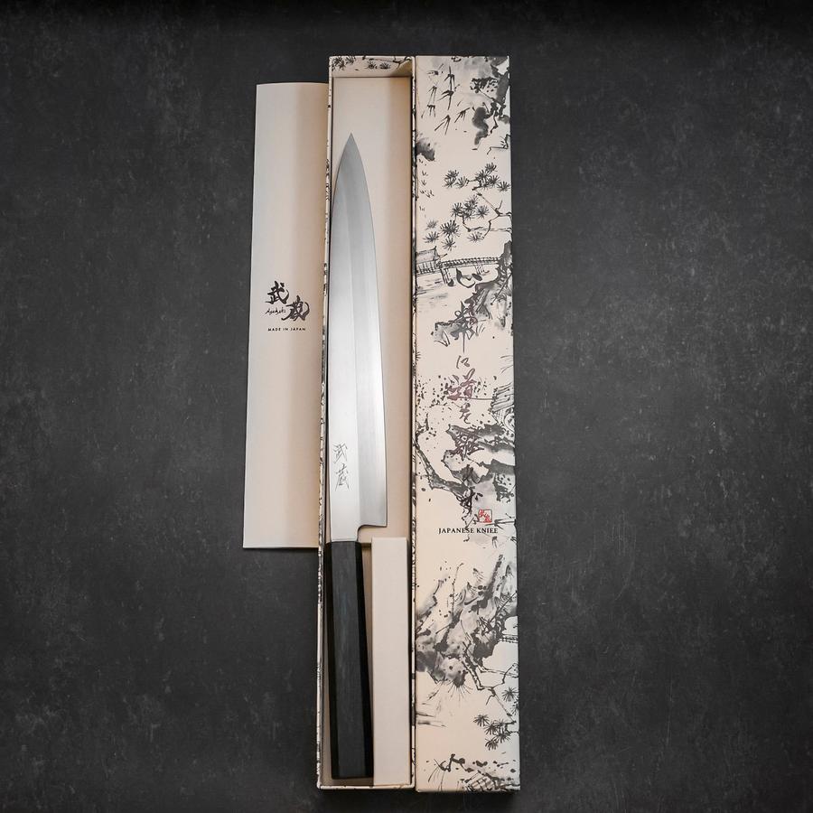 Yanagiba Silver Steel #3 Kasumi Dark Blue Urushi Handle 260mm