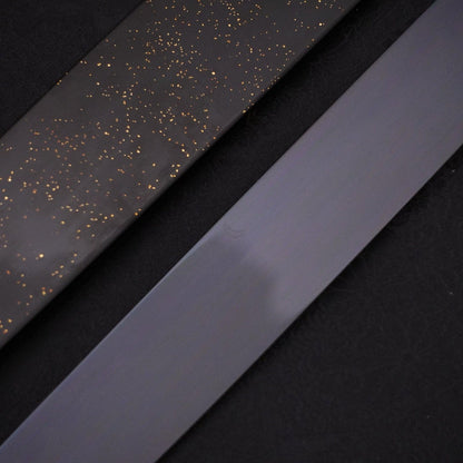 Yanagiba White Steel #2 Black Mirror Moon-Fuji Water Honyaki Urushi Handle With Urushi Sheath 330mm