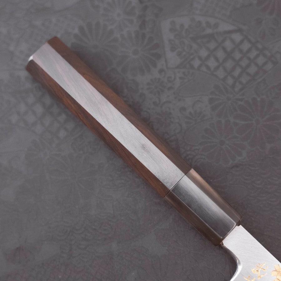 Yanagiba White Steel #2 Kasumi Chokin Sakura-Fuji Buffalo Ebony Handle 210mm