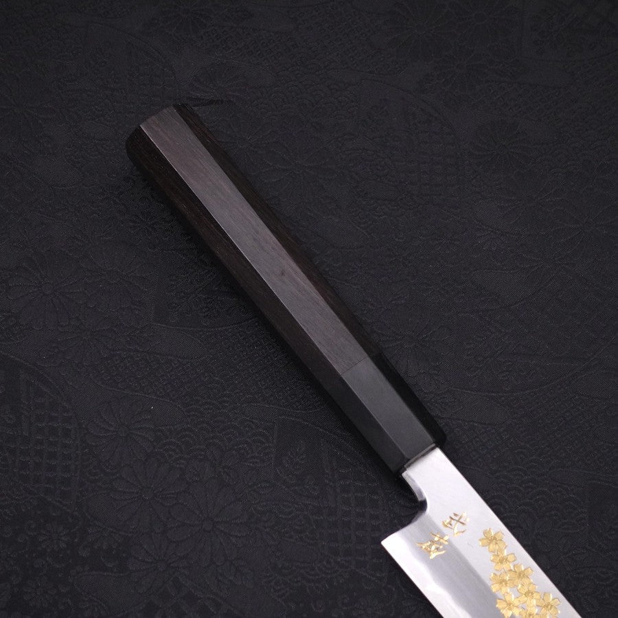 Yanagiba White Steel #2 Kasumi Chokin Sakura-Fuji Buffalo Ebony Handle 270mm