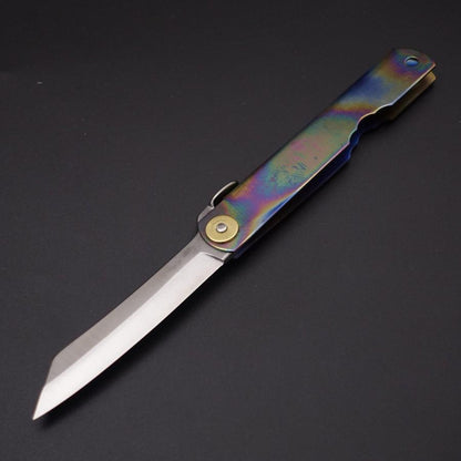 Higonokami VG-10 Titanium Rainbow 100mm-[Musashi]-[Japanese-Kitchen-Knives]