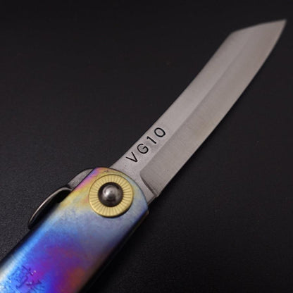Higonokami VG-10 Titanium Rainbow 100mm-[Musashi]-[Japanese-Kitchen-Knives]