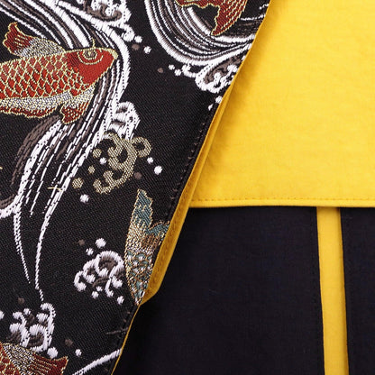 Musashi Japanese Style Kitchen Knife Roll Koi-Black 4 Pockets Handmade-[Musashi]-[Japanese-Kitchen-Knives]