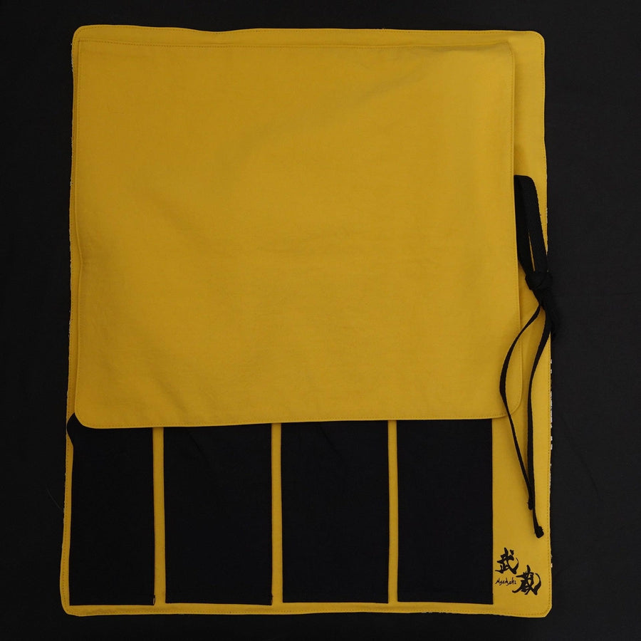 Musashi Japanese Style Kitchen Knife Roll Phoenix Black 4 Pockets Handmade-[Musashi]-[Japanese-Kitchen-Knives]