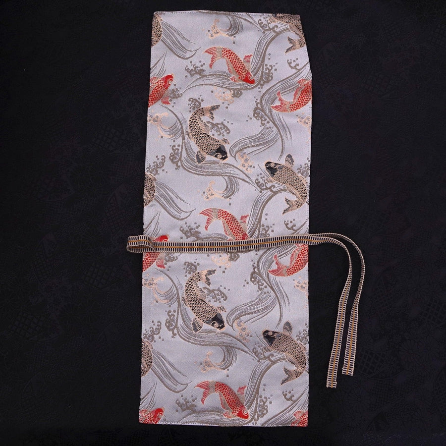 Musashi Japanese Style Kitchen Knife Roll White Koi 1 Pocket Handmade-[Musashi]-[Japanese-Kitchen-Knives]